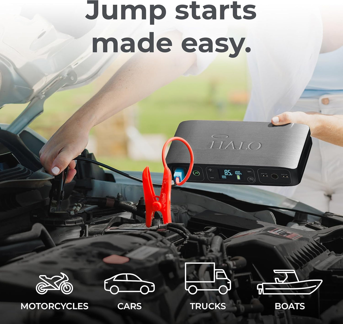 3-in-1 Jump Starter, 100 PSI Tire Inflator & USB Power Bank