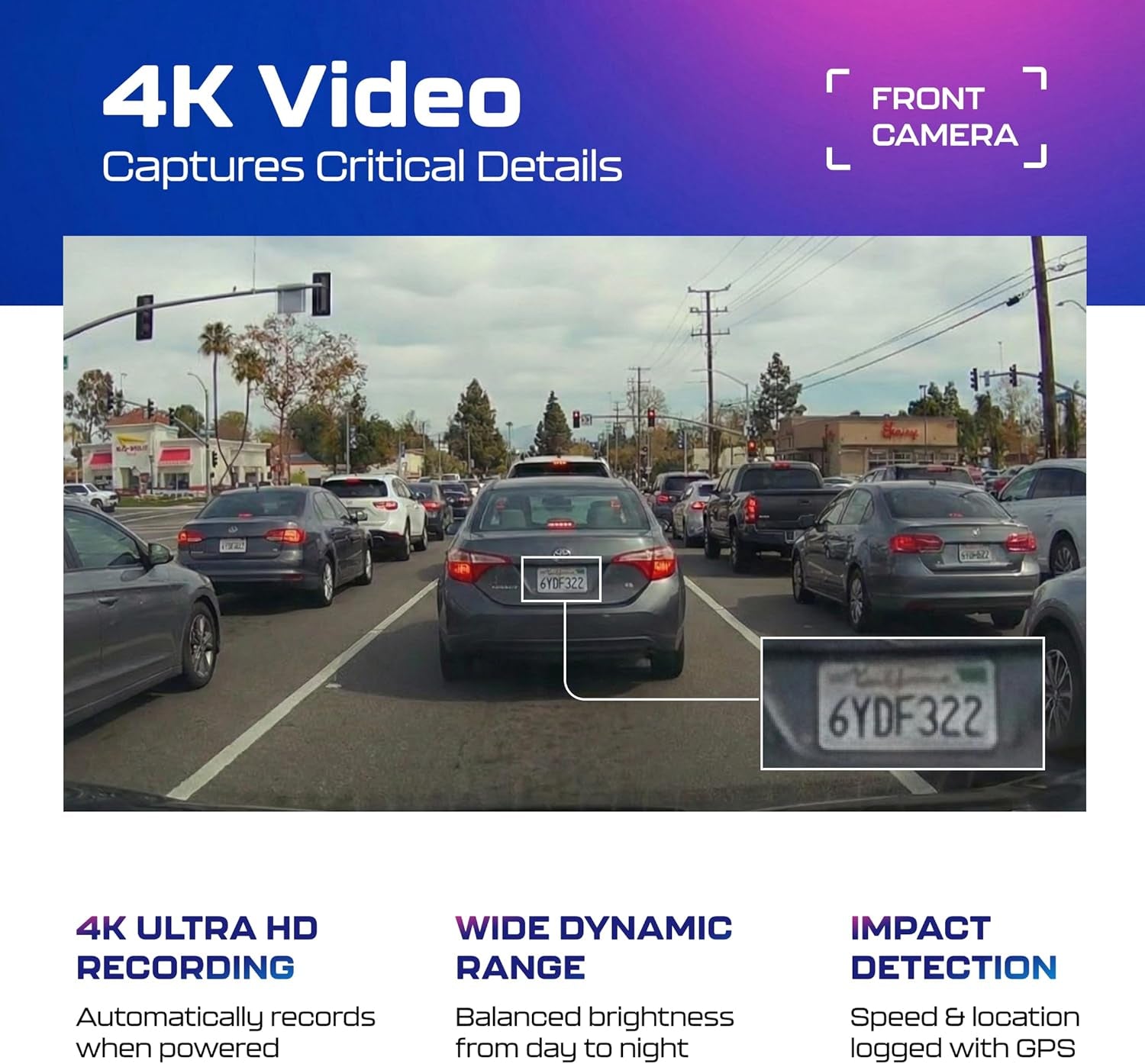 3-Channel 4K Dash Cam — Front, Cabin & Rear with GPS