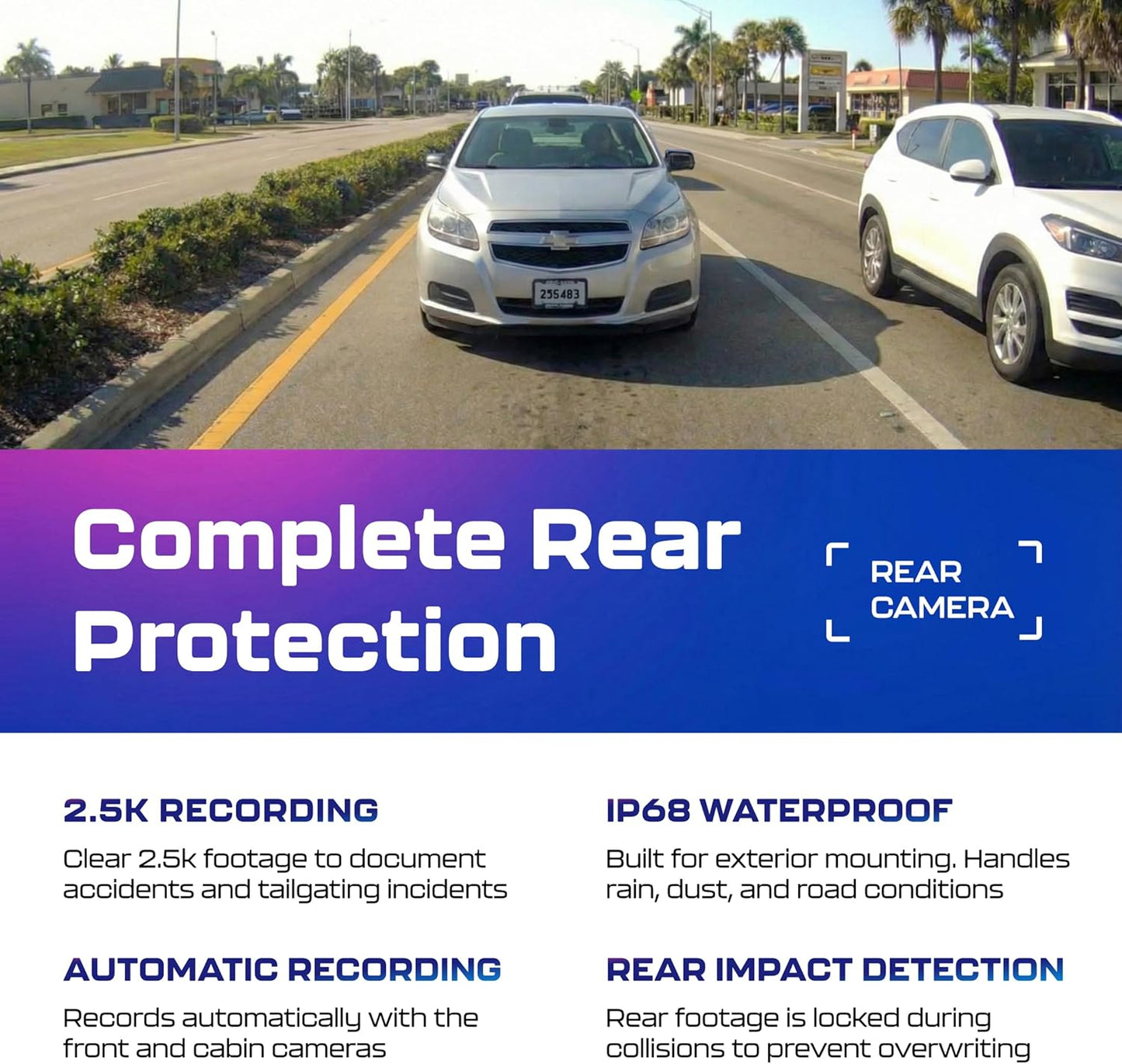 3-Channel 4K Dash Cam — Front, Cabin & Rear with GPS