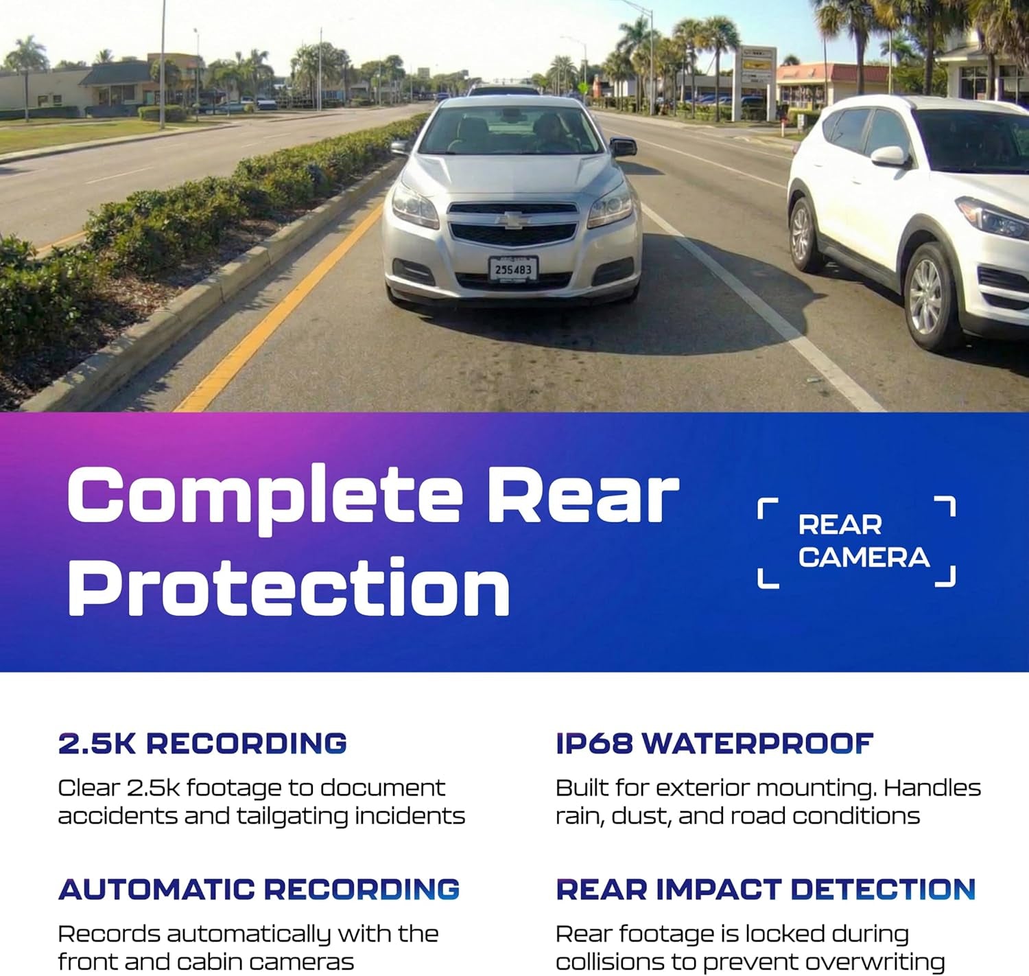 3-Channel 4K Dash Cam — Front, Cabin & Rear with GPS