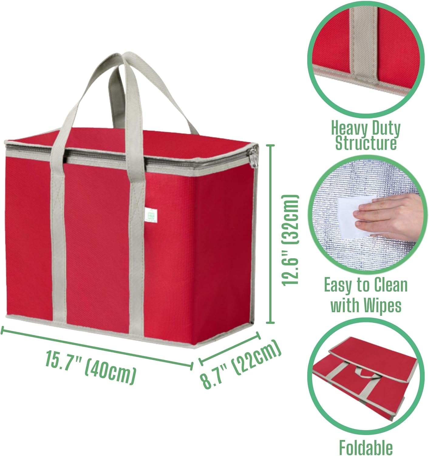 Insulated Delivery Bag — Hot & Cold, 2-Pack, 45 lb Capacity