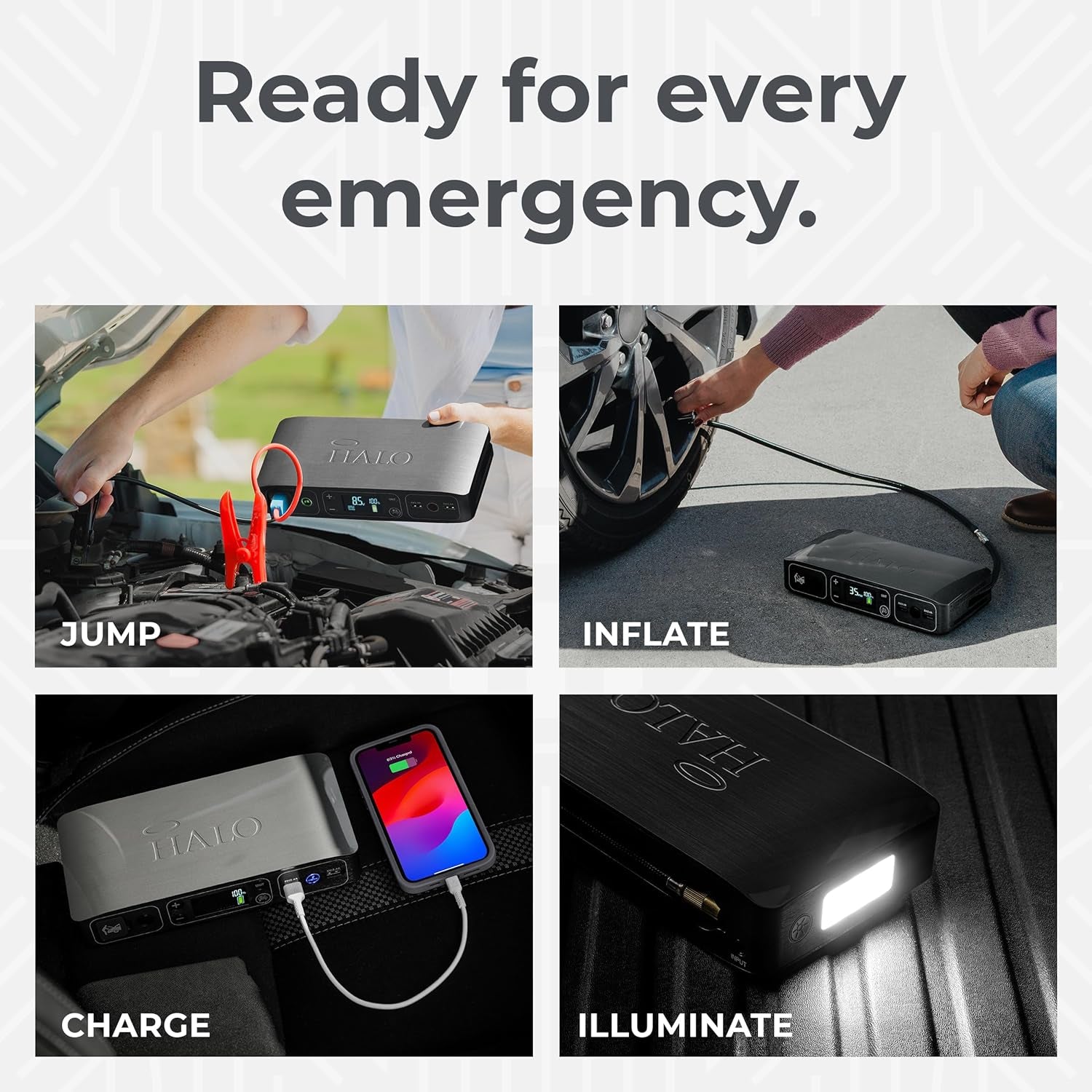 3-in-1 Jump Starter, 100 PSI Tire Inflator & USB Power Bank