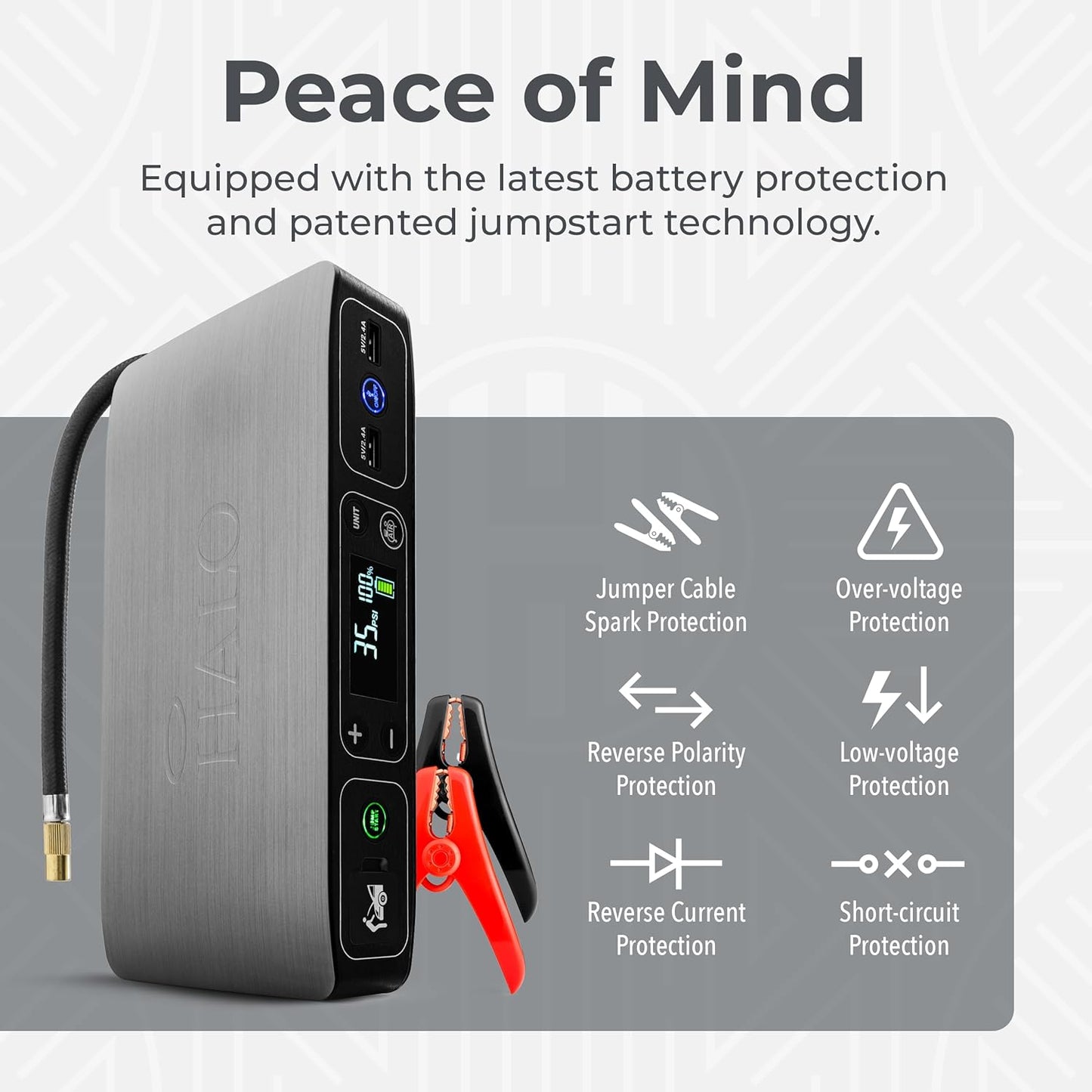3-in-1 Jump Starter, 100 PSI Tire Inflator & USB Power Bank