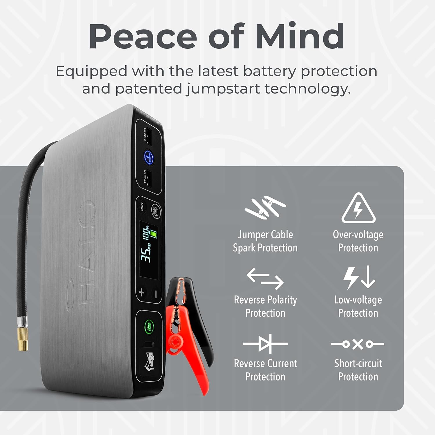 3-in-1 Jump Starter, 100 PSI Tire Inflator & USB Power Bank