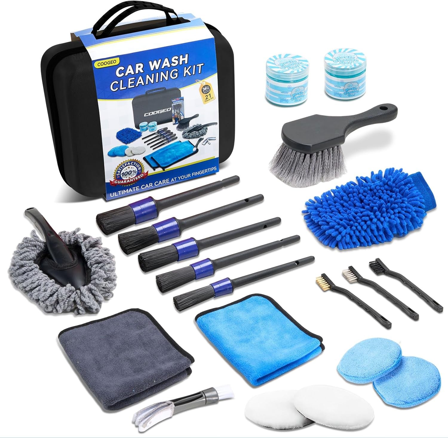 Car Wash & Detailing Kit — 21 Pieces with Storage Case