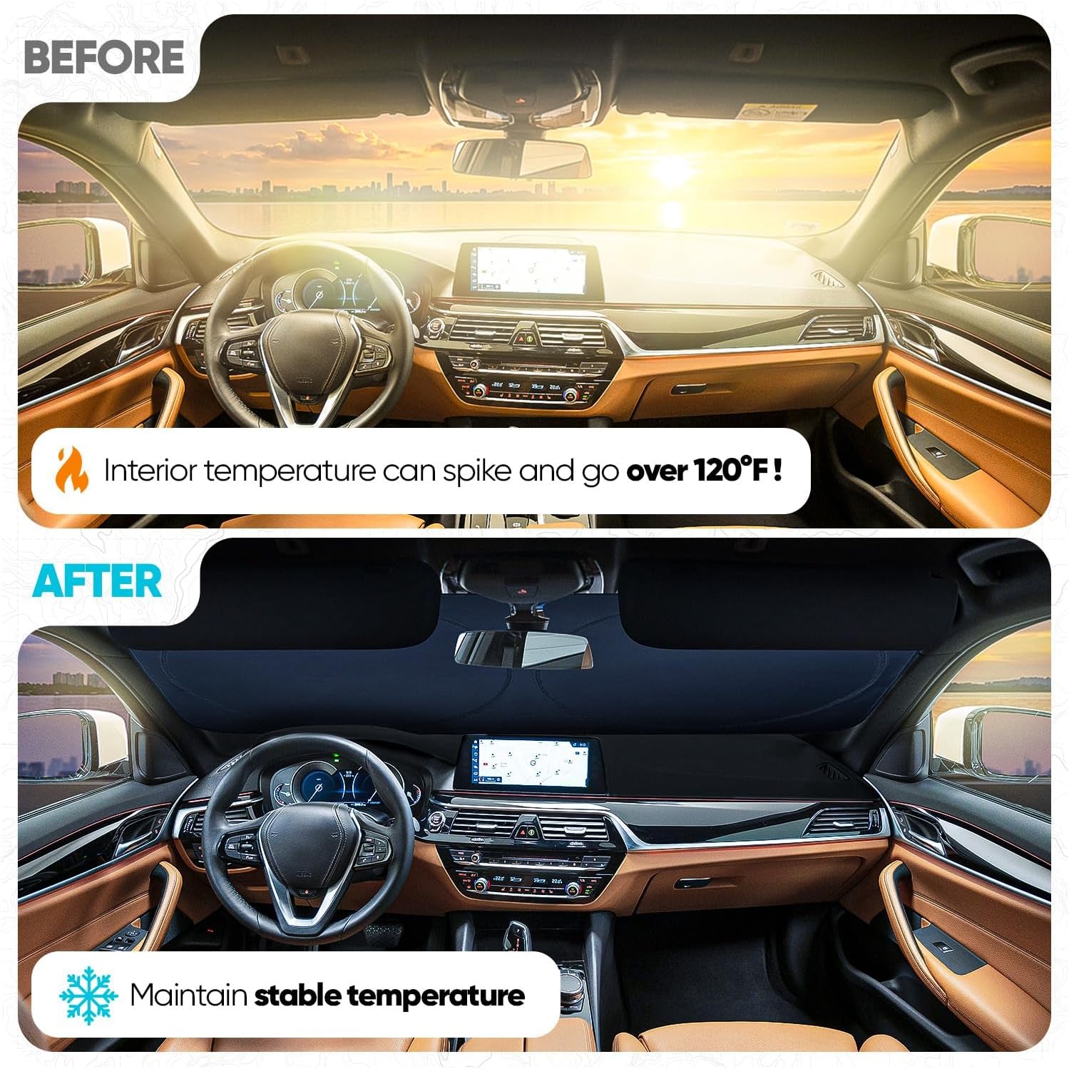 Reflective Car Sun Shade — Extra Large, Foldable