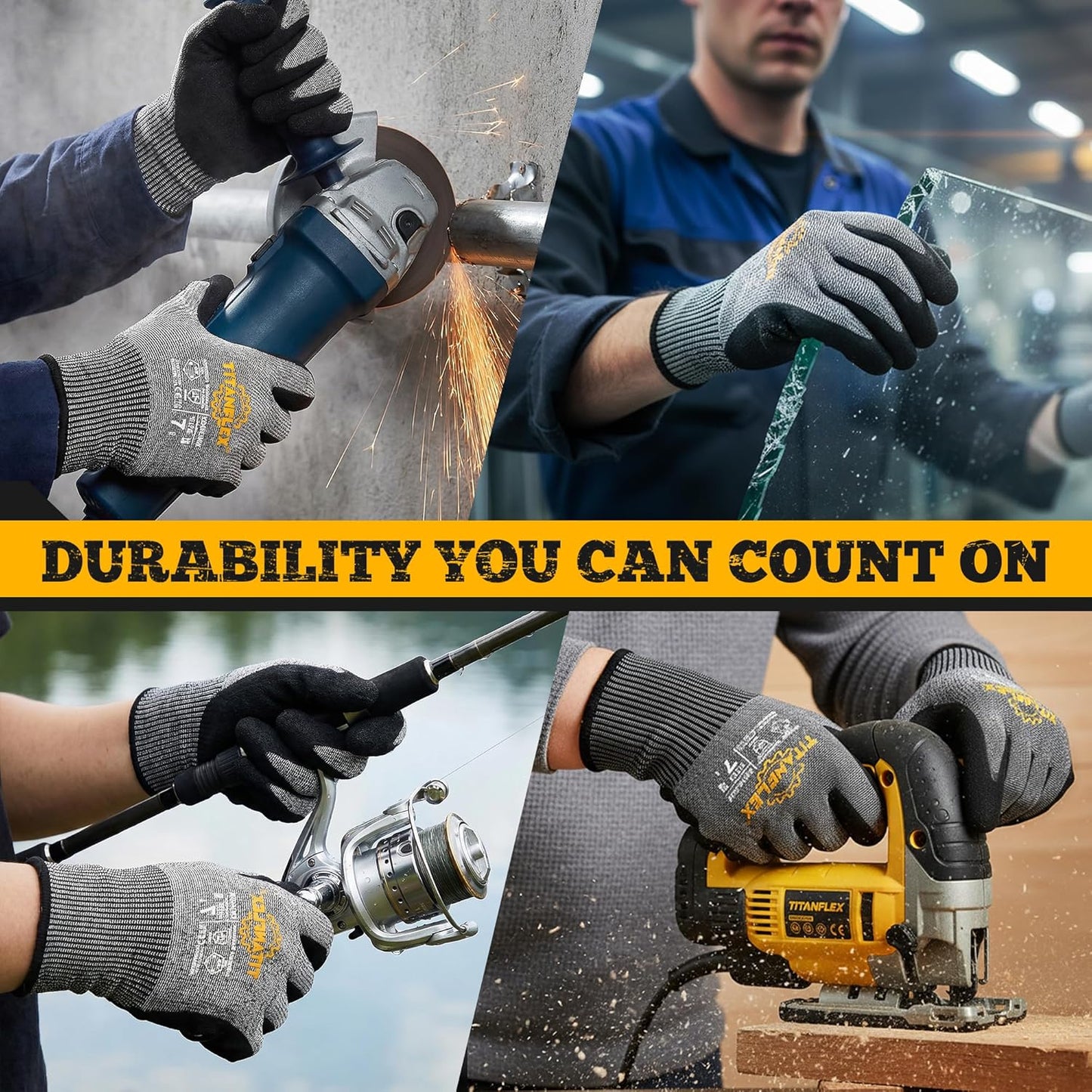 ANSI A5 Cut-Resistant Work Gloves — Sandy Nitrile Grip