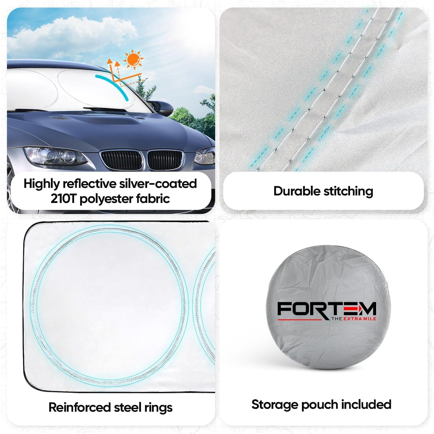 Reflective Car Sun Shade — Extra Large, Foldable