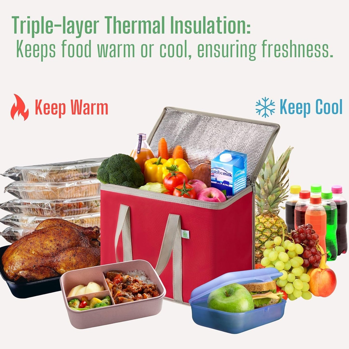 Insulated Delivery Bag — Hot & Cold, 2-Pack, 45 lb Capacity