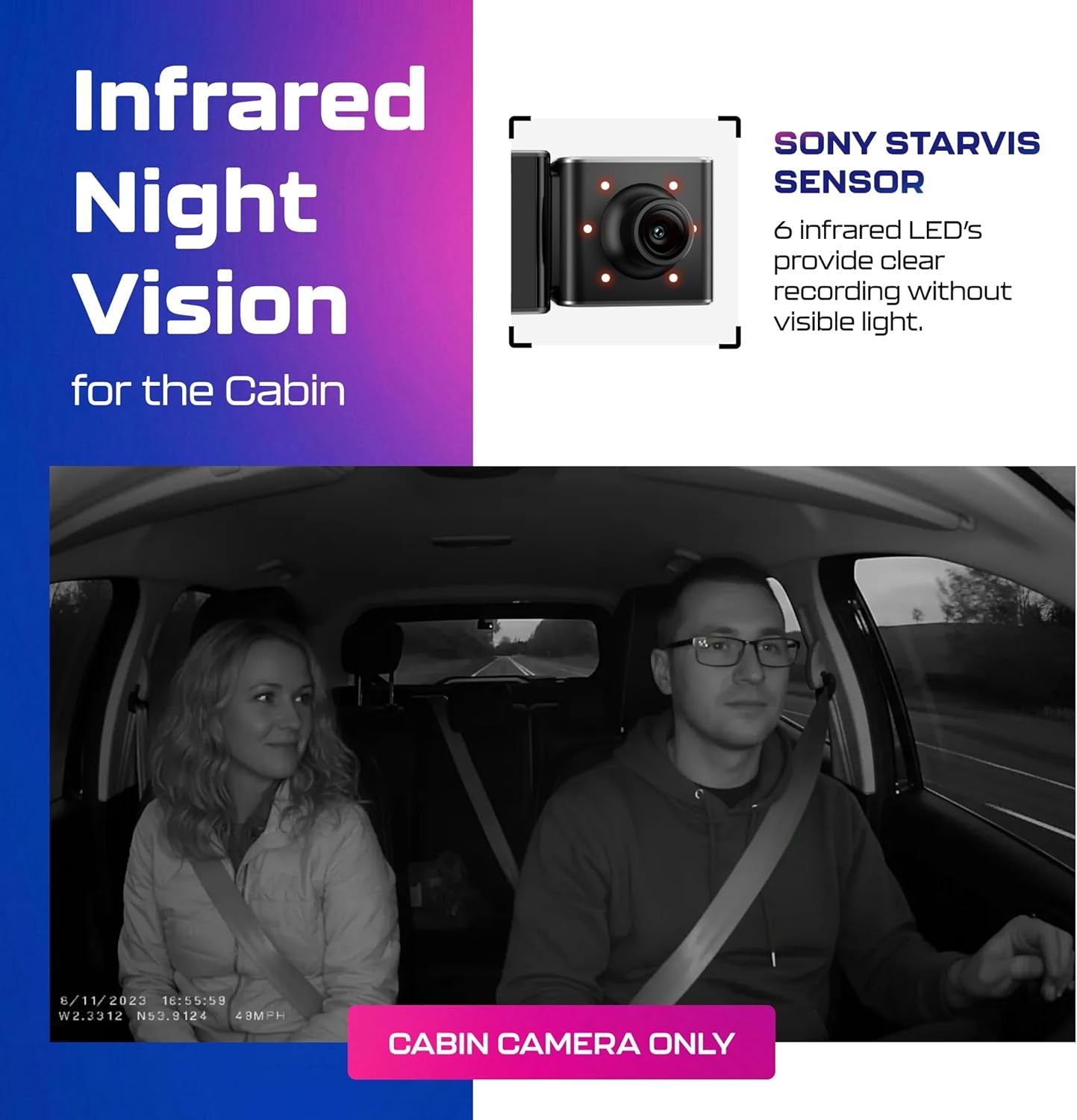 3-Channel 4K Dash Cam — Front, Cabin & Rear with GPS